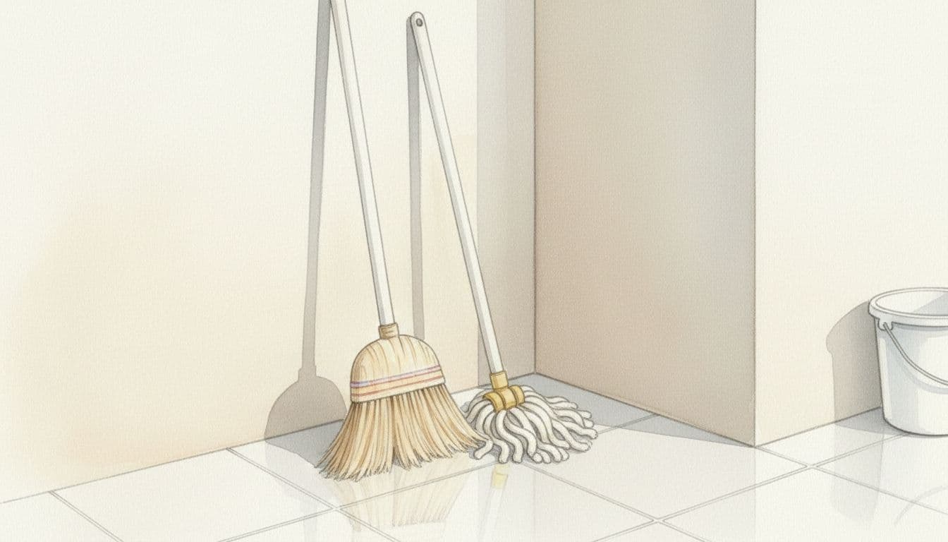 Provide Basic Cleaning Tools: Broom and Mop