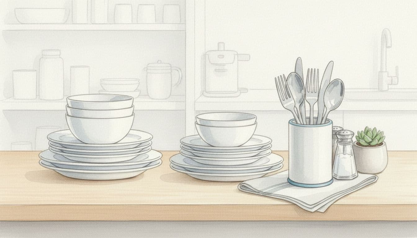 Provide Minimal Cutlery, Plates, Glasses, and Salt